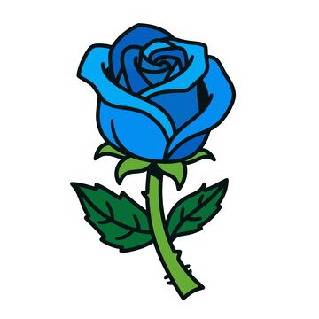 一朵卡通蓝玫瑰