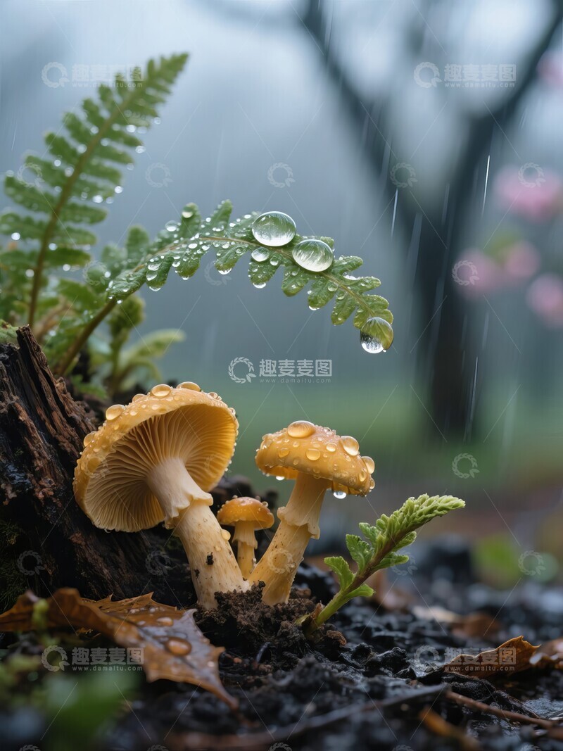高清大图下载【趣麦麦图】森林中植物蘑菇特写摄影图