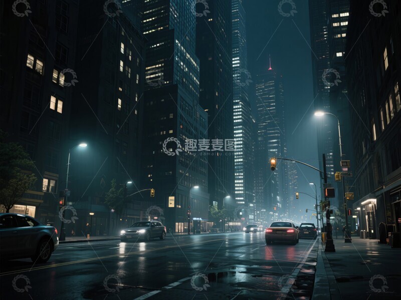 高清大图下载【趣麦麦图】赛博朋克风格未来城市街道大厦