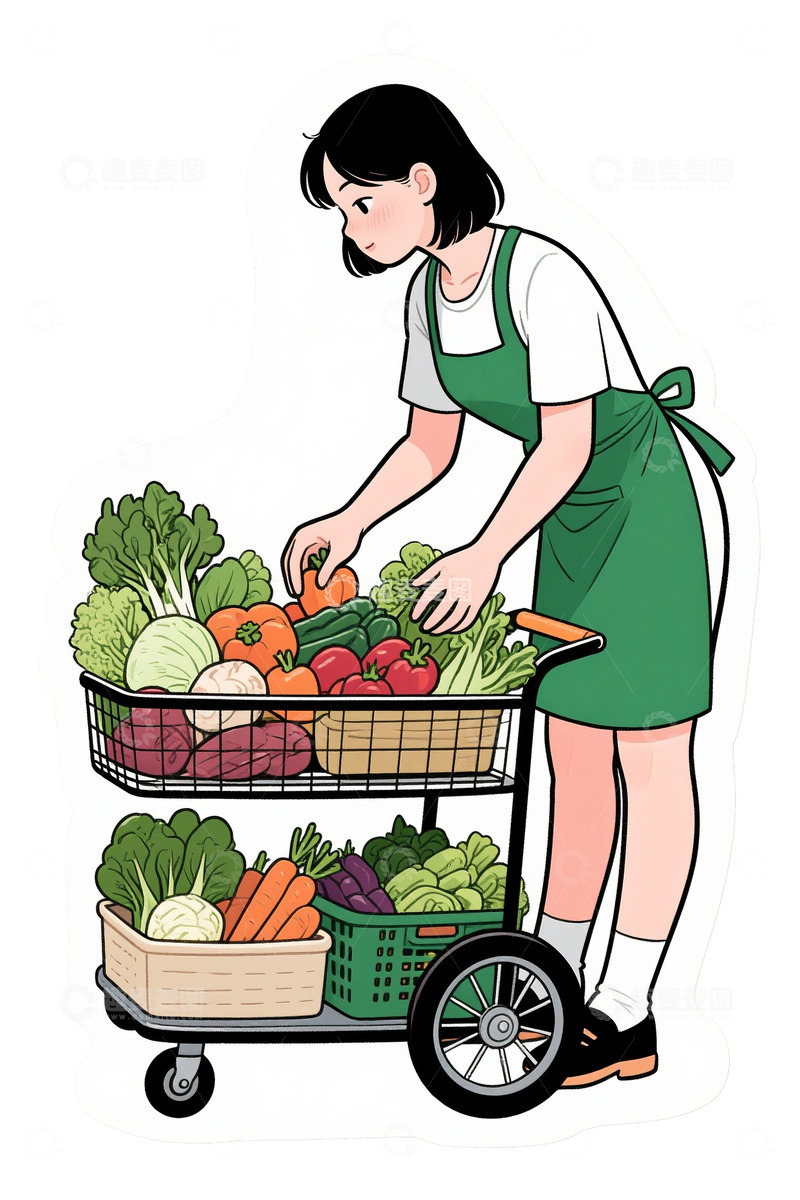 高清大图下载【趣麦麦图】整理蔬菜的女生