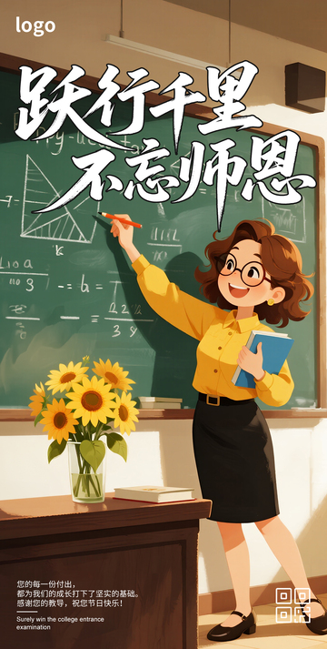 教师节卡通简约海报