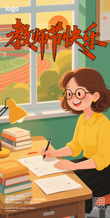 教师节卡通简约海报