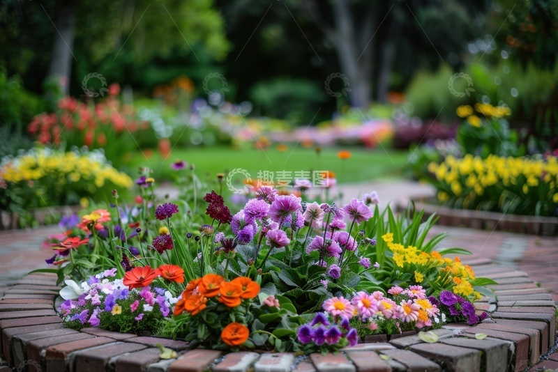 高清大图下载【趣麦麦图】公园里的花坛花草