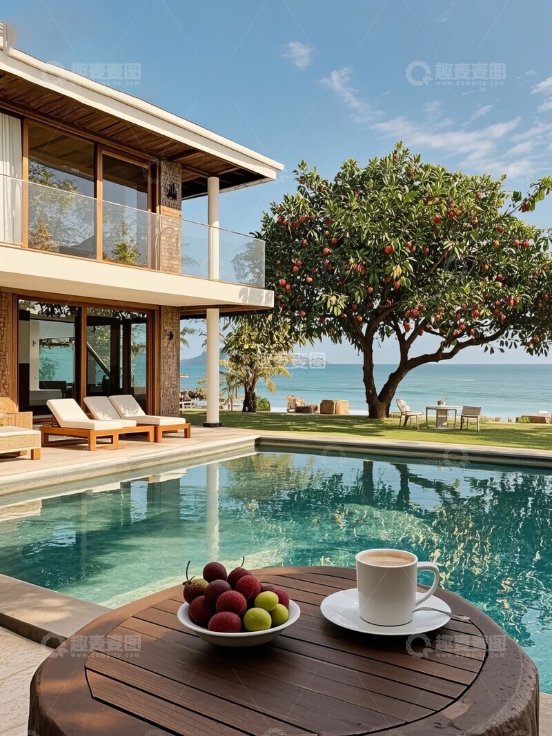 高清大图下载【趣麦麦图】海景房度假旅行户外泳池
