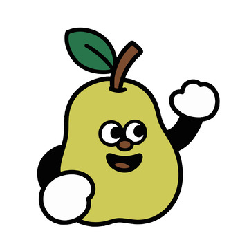 挥手卡通梨形象插画