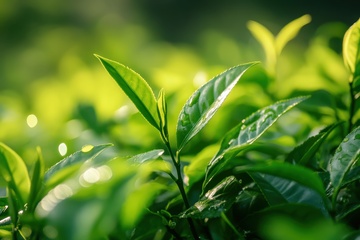 嫩绿色的茶叶茶田