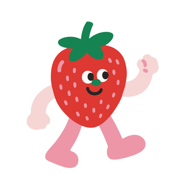 简约草莓拟人插画