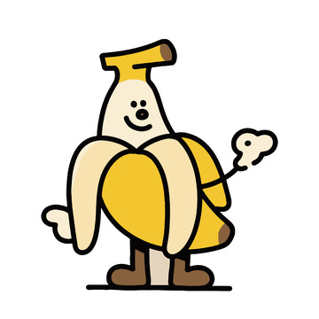 搞怪堆叠香蕉卡通插画
