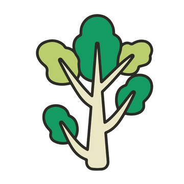 扁平风卡通树木插画