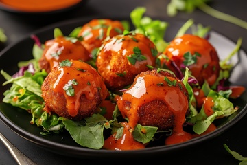 淋上酱汁的丸子