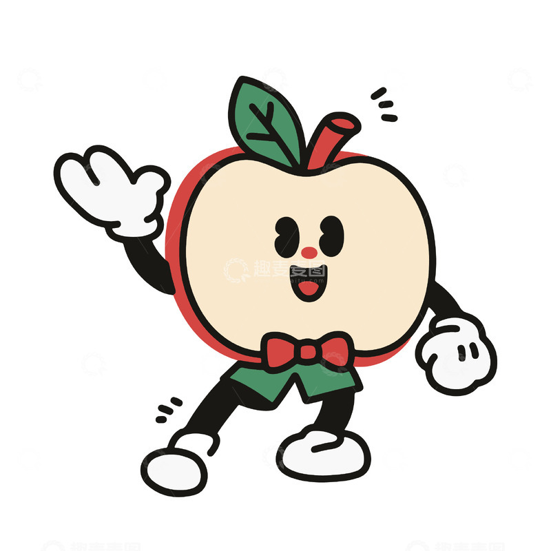 源文件下载【趣麦麦图】-拟人化卡通苹果插画