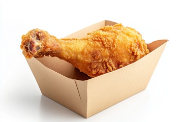 装在纸盒里的一个炸鸡腿