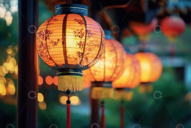 高清大图下载【趣麦麦图】花灯节里悬挂的花灯