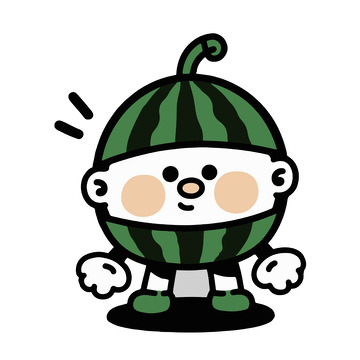 西瓜拟人卡通形象插画