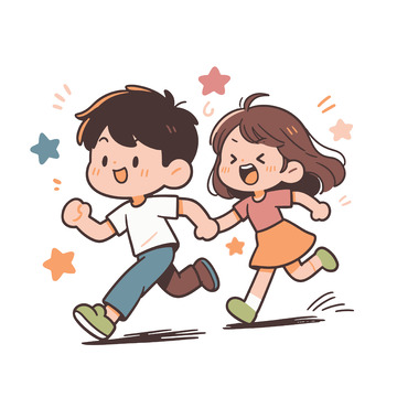 童趣奔跑儿童插画