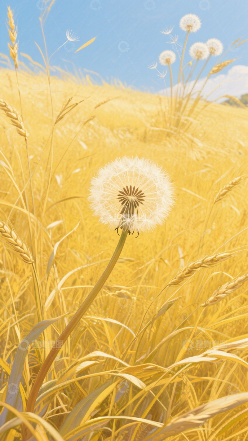 高清大图下载【趣麦麦图】蒲公英原野治愈系壁纸3