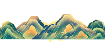 彩绘卡通山峰山脉群山山丘