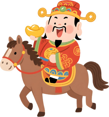 喜庆马年财神爷拿着元宝