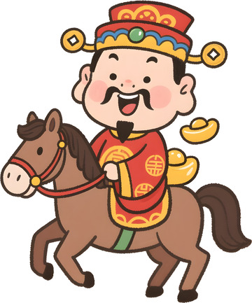 卡通骑马财神爷