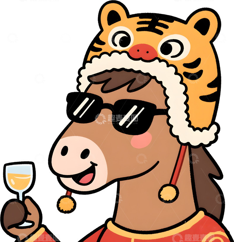 高清大图下载【趣麦麦图】马年喜庆卡通插画5