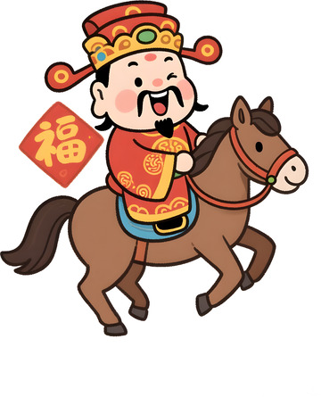 马年春节卡通财神爷插画