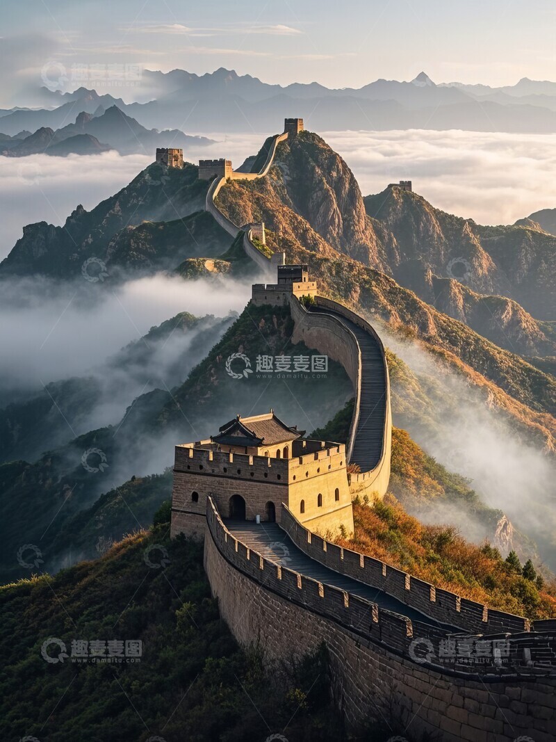 高清大图下载【趣麦麦图】长城俯瞰视角山脉摄影