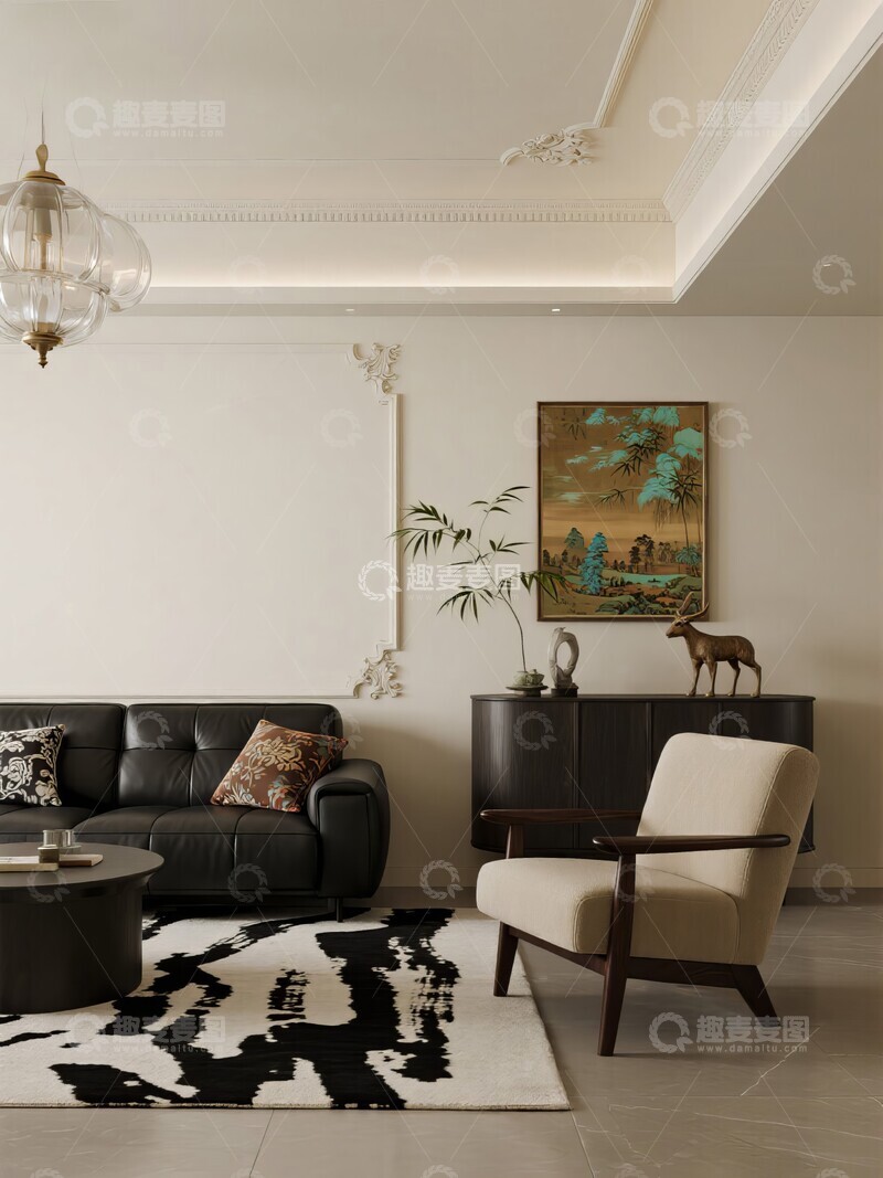 高清大图下载【趣麦麦图】高级感酒店公寓房间客厅装修