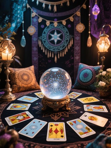 水晶球塔罗牌占卜场景小屋