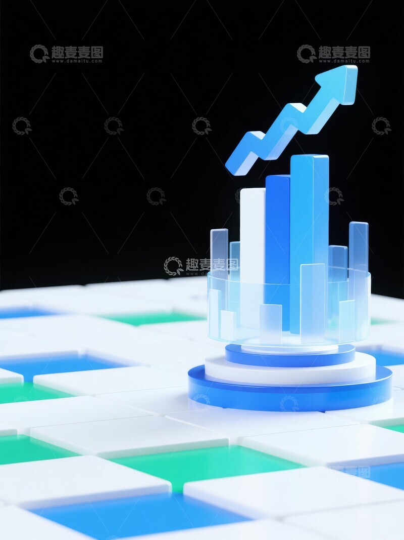 高清大图下载【趣麦麦图】立体科技金融数据上升图表