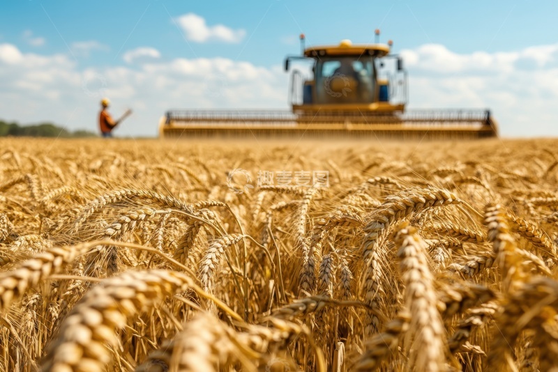 高清大图下载【趣麦麦图】秋季收割麦田