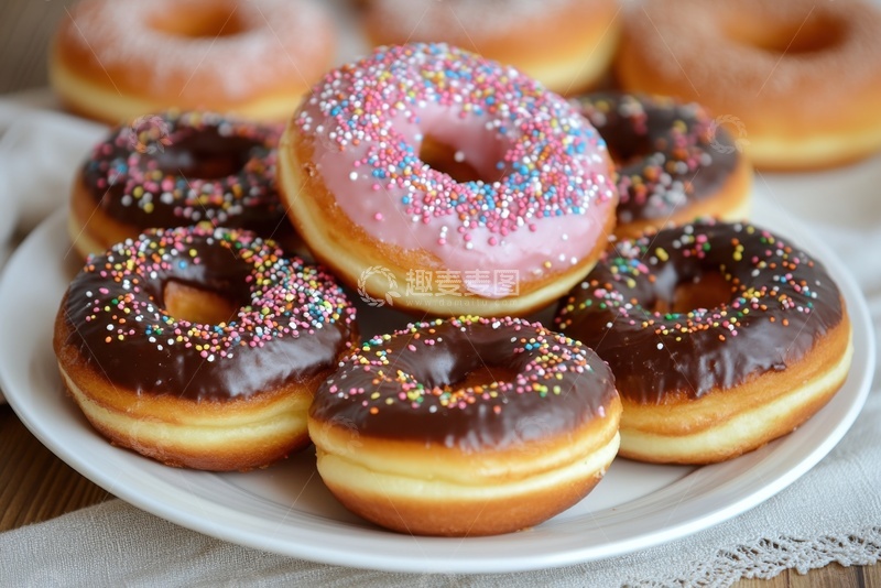 高清大图下载【趣麦麦图】一盘美味的巧克力甜甜圈