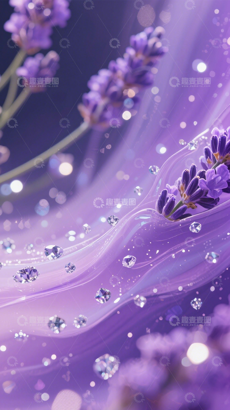 高清大图下载【趣麦麦图】薰衣草紫浪漫流体背景素材1