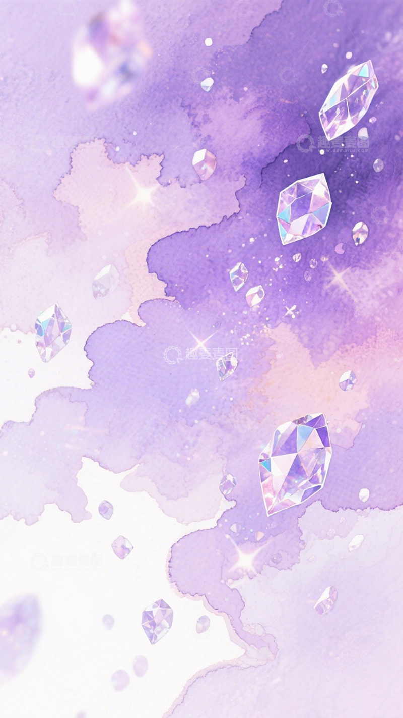 高清大图下载【趣麦麦图】紫水墨水晶艺术背景素材2