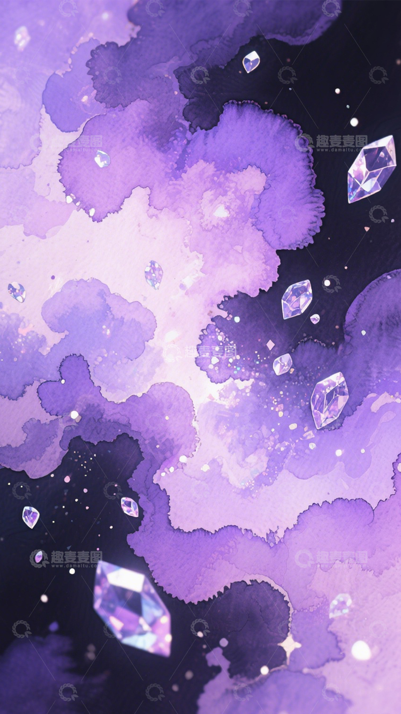 高清大图下载【趣麦麦图】紫水墨水晶艺术背景素材1