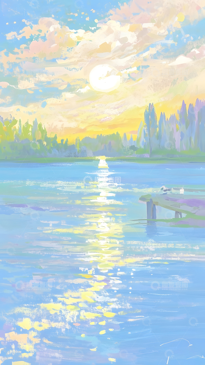 高清大图下载【趣麦麦图】风景油画装饰插画