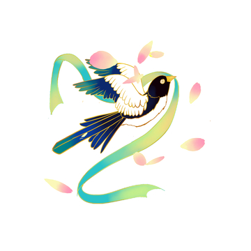 七夕情人节喜鹊鹊鸟鸟类丝带花瓣