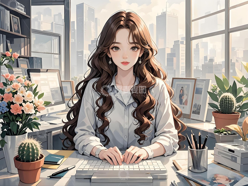 高清大图下载【趣麦麦图】-女性女人蓝色办公白领帅气手机壁纸桌面23