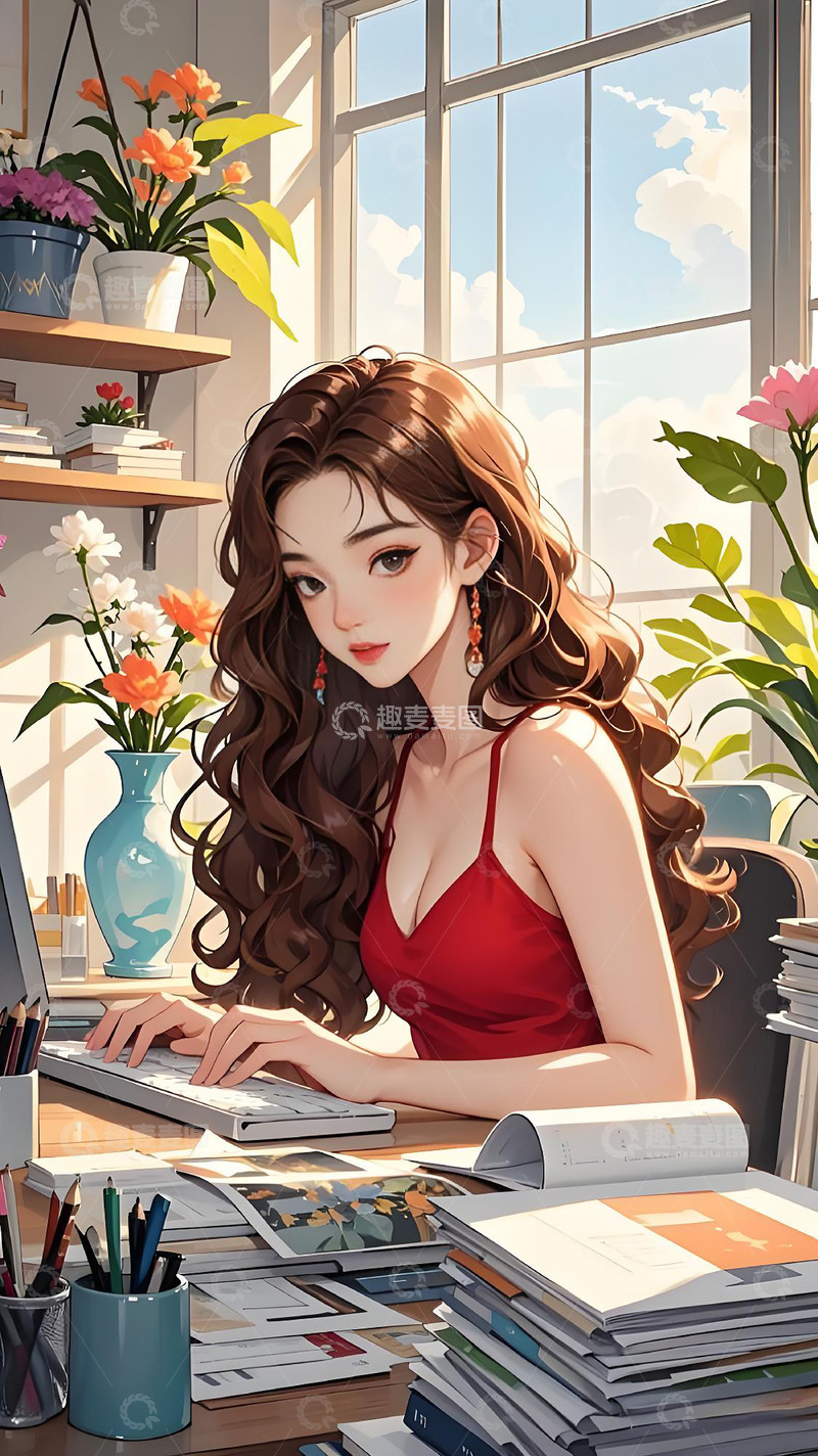 高清大图下载【趣麦麦图】女性女人蓝色办公白领帅气手机壁纸桌面19