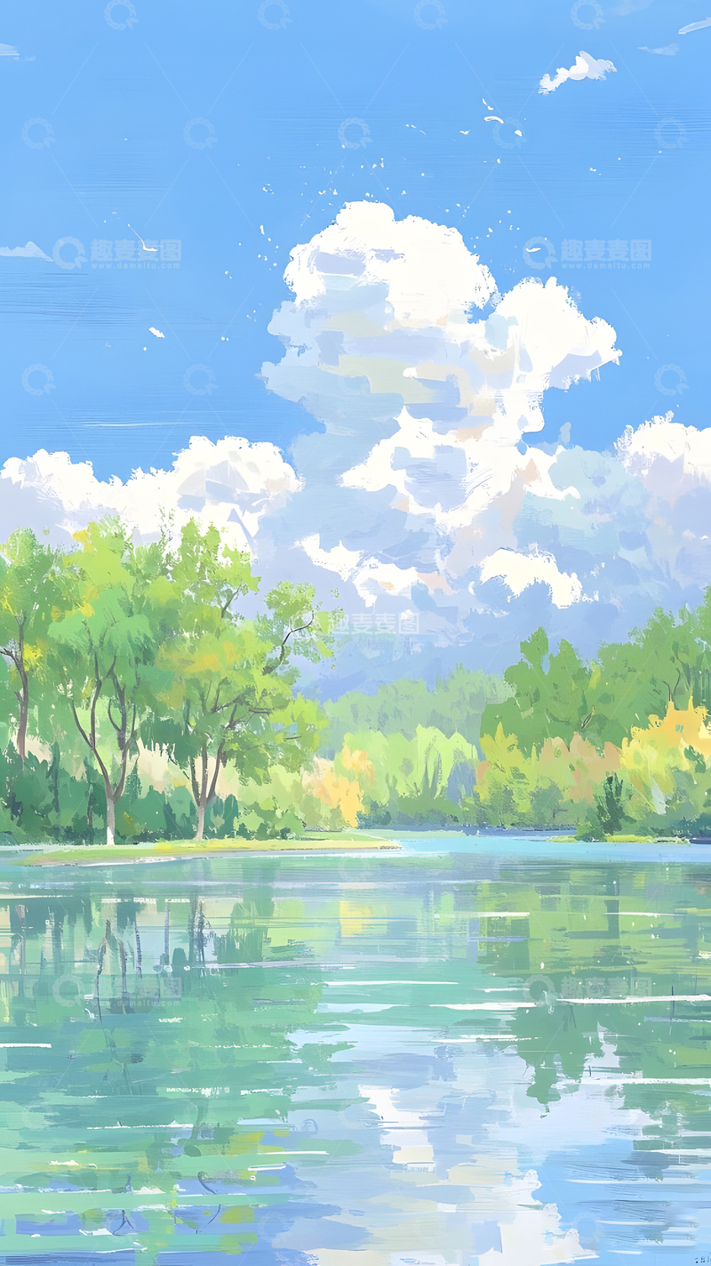 高清大图下载【趣麦麦图】风景自然油画装饰插画