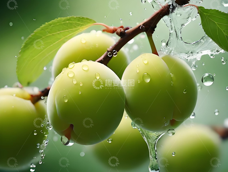 高清大图下载【趣麦麦图】水蜜桃李子水果水珠黄桃罐头摄影图