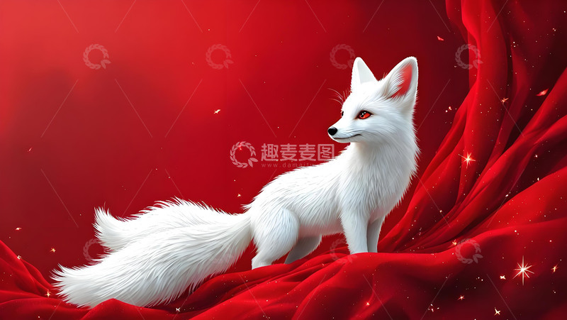 高清大图下载【趣麦麦图】狐狸白狐红狐九尾狐情侣可爱动物桌面壁纸