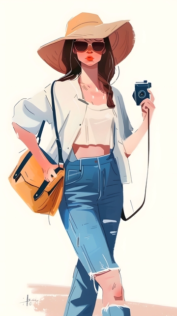 旅游拍照中的女孩