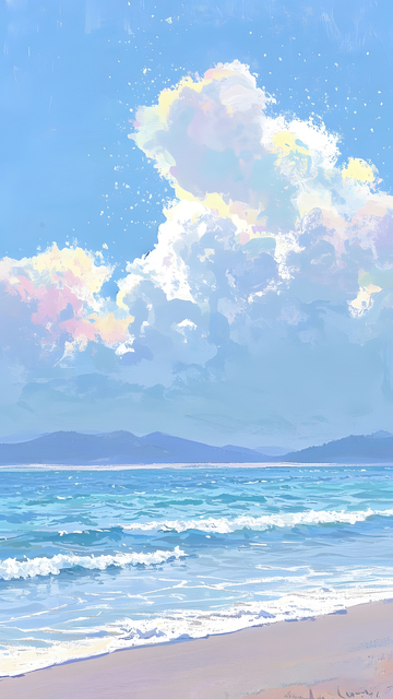 梦幻蓝天风景油画装饰画