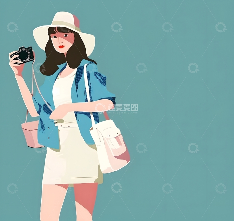 时尚扁平女性人物插画