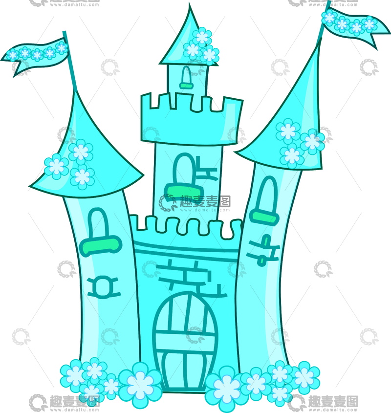 矢量蓝色卡通城堡