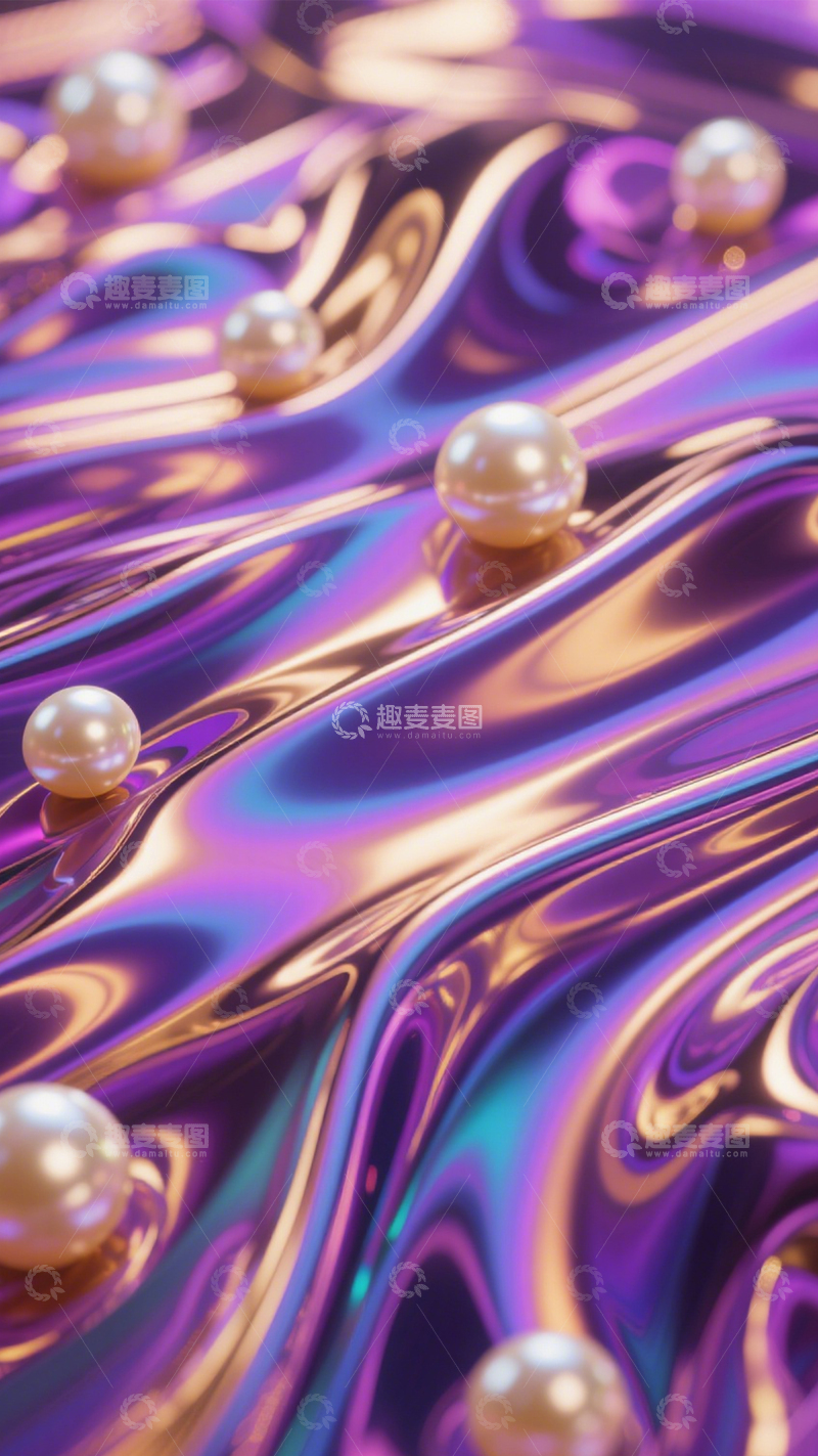 高清大图下载【趣麦麦图】梦幻紫珍珠流体艺术素材3