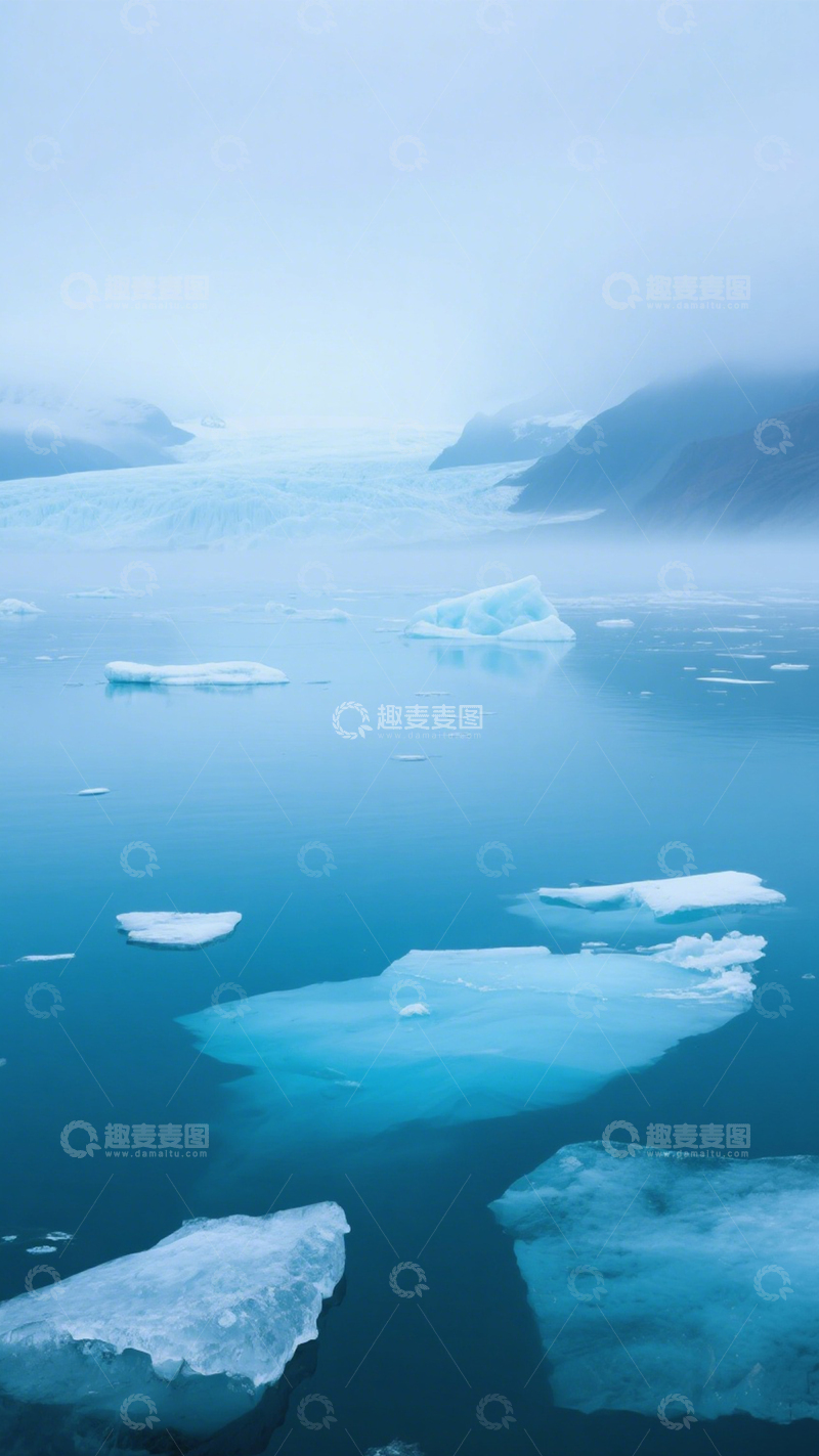 高清大图下载【趣麦麦图】冰川蓝湖清冷风景素材1