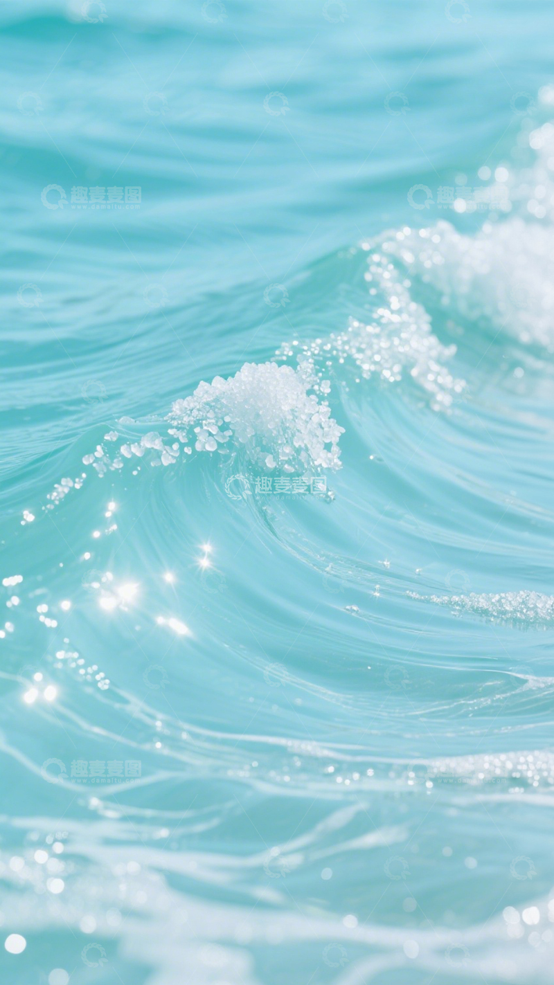 高清大图下载【趣麦麦图】蓝海浪波光治愈背景素材2