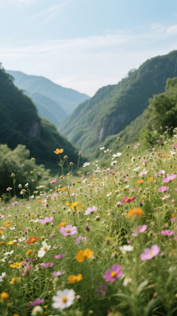 花海山谷清新风景素材1