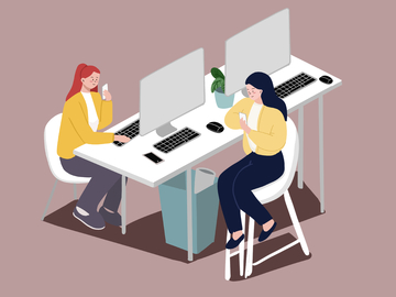 扁平插画办公室办公商业插画